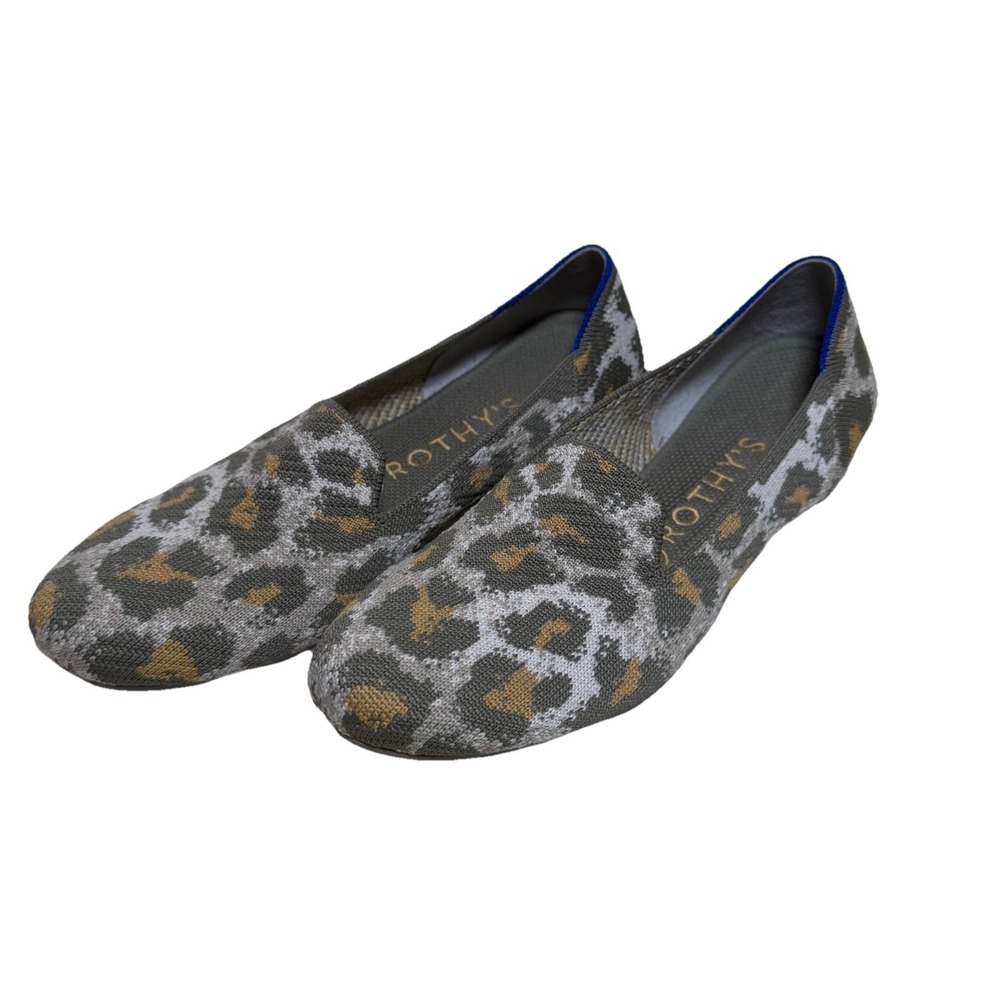 Rothy's Green Smoke Spot Retired Print‎ Loafer Slip On Flats Leopard Print 7